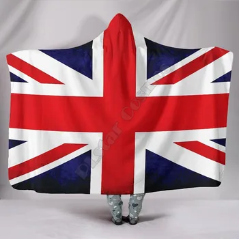 Marea Britanie Flag 3D Imprimate Portabil Pătură Adulți Pentru Copii de Diverse Tipuri cu Gluga Pătură Fleece pătură 02