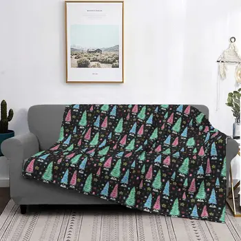 Cu Multicolore Pomi de Crăciun Pături Fleece Decor Ultra-Moale Arunca Pături pentru Pat Dormitor Pluș Subțire Quilt