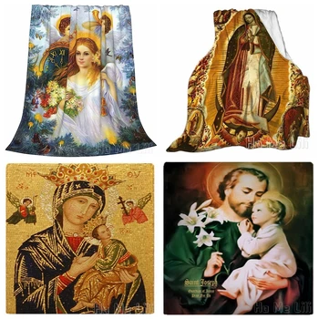 St Joseph Păzitor Al Lui Isus Arunca Pătură Flanel Mexican Religioase Catolice, Fecioara Maria, Fecioara Din Guadalupe Crăciun Înger