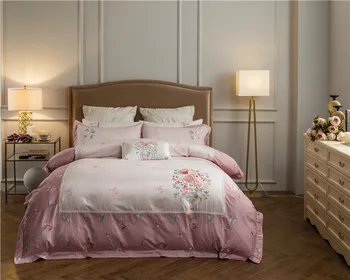 De culoare roz de Lux set de lenjerie de pat king size, lenjerie de pat de designer Broda lenjerie de pat queen regele carpetă acopere set de pat din bumbac egiptean foaie