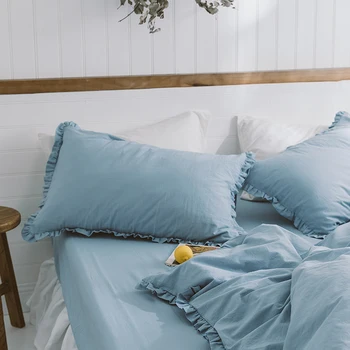 Stil Nordic Lace Zburli față de Pernă Drăguț Simplu Culoare Pură Fete Elevii Dormitor Perna Caz Dormitor Bumbac pernă Acoperă