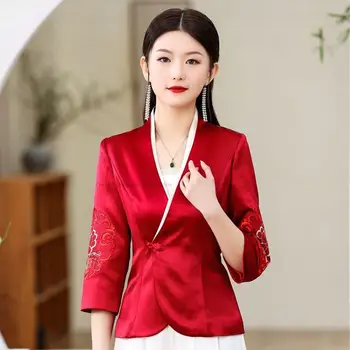 Stil Chinezesc Tradițional De Sus Cheongsam Bluza Femei Tang Costume Tricou Elegant Oriental Stil Vintage Tang Costum Haina P1