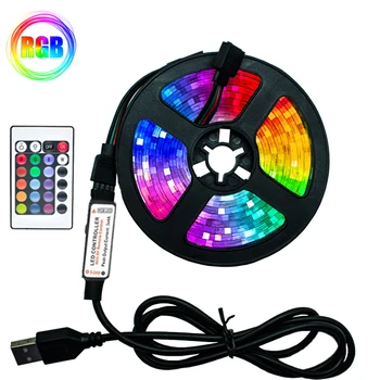 Benzi LED RGB SMD2835 DC5V 1M 2M 3M 4M 5M USB Infraroșu de Control Flexibil Lampa de Bandă Diodă TV Iluminare de Fundal cu Led luces