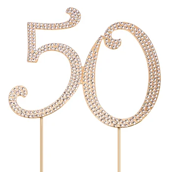 50 Stras de Cristal Ziua de nastere Aniversare Golden Bling Numărul Decoratiuni de Aur 50 
