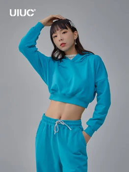 UIUC Stil coreean Trunchiate Hoodies Femei Dulce Maneca Lunga, Pulovere pentru Fete Adolescente 6004GS21