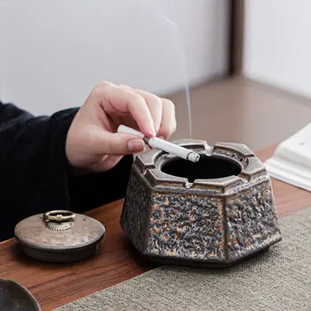 Stil Japonez Ruginit Scrumiera Ceramica Antică Bine Scrumiera Fum Cupa Acasă În Camera De Zi De Decorare Birou Ceai Desktop Ornamente