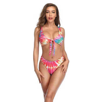 Europene și Americane de moda strappy costume de baie femei multicolor arc sexy bikini cu talie joasa înot trecere prin vad costum de plajă