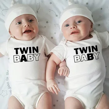 1 Buc Twin Copil A/B Copii Băieți Fete Din Bumbac Body De Vara Scurte Mâneci Salopeta Gemeni Copil Costume De Corp Body Pentru Bebeluși Haine