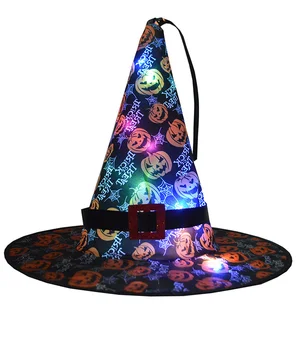 Adult Dovleac Vrăjitoare Pălărie, Costum De Halloween Frizură Rol De Elemente De Recuzită De Partid Luminos Lumini De Portocale Festival De Vacanță