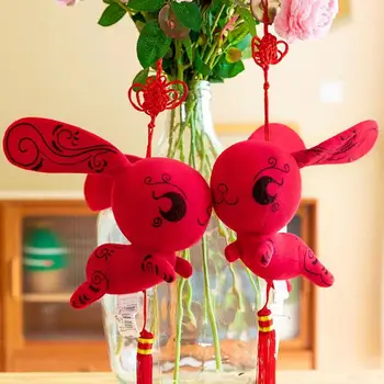 20cm Creative Iepure Papusa Pandantiv Jucării de Pluș Cu Fraier Anul Nou Chinezesc Mascota Iepure Iepure din China Anul Mașină Agățat de Ornament