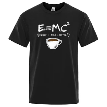 Energie=Lapte+Cafea Imprimare Tricou Barbati Casual Respirabil Tricouri Amuzante De Bumbac Vrac Tricouri Tricouri Vogue Tricouri Supradimensionate Om