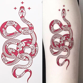 Snake timp Tatuaj Autocolante Autocolante Tatuaj rezistent la apa de Mari Dimensiuni Femei Bărbați Corpul Talie ArmTemporary Șarpe Tatuaje 1buc