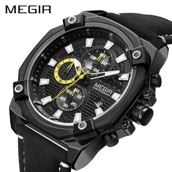 MEGIR Men Sport Watch de Brand Cronograf Armată Militar Ceasuri Cuarț Ceas Barbati din Piele Ceasuri Reloj Hombre Relogio Masculino