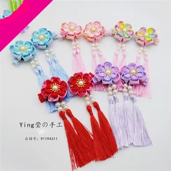 Stil japonez accesorii de par pentru copii stil Chinezesc costum hanfu sacou fusta foto clip partea ciucure zână floare de par aer