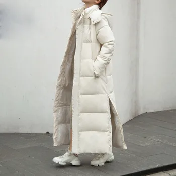 Ecoparty Căptușeală de Bumbac Moda Guler Jacheta de Iarna pentru Femei Mediu de Lungime Completă jos Paltoane pentru Femei de Moda Haine de Iarnă pentru Femei