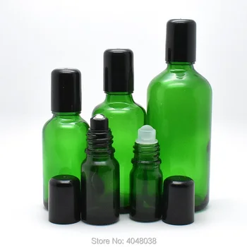 Verde de Sticlă Sticla de Parfum de Șirag de mărgele de Sticlă/Metal Șirag de mărgele de ulei Esențial Rola pe Inoxidabil Mingea Cosmetice cu Role Flacon 5ml-100ml 10buc/Lot