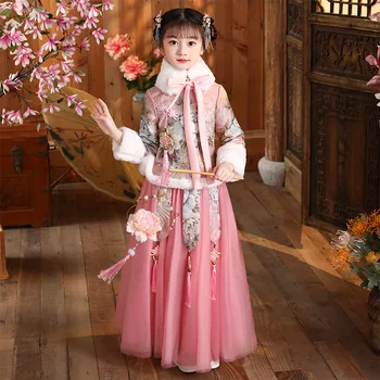 Îngroșarea Fete Petrecere Rochie de Flori Fata Rochie de Mireasa Formale Copii Rochii Fete Chineză Hanfu Chineză Rochie de Anul Nou