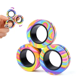 3pcs Degetului Inele Magnetice Colorate Relief Frământa Toys Set Pentru Adult Magnet Spinner Anti-stres, Calma Anxietatea Jucării Pentru Copii