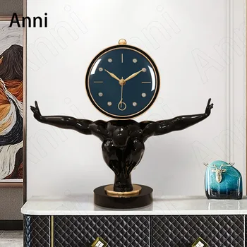 Creative Bronz Omul Ceas Decorativ pentru Masa Nordică Modernă, Ceasuri de Birou Digital Home Dormitor Ornamente Camera de zi de Decorare