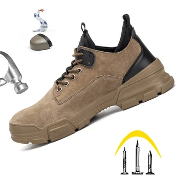 Indestructibil Steel Toe de Munca Încălțăminte de protecție anti-zdrobitor de protecție cizme Toamna Iarna Noua moda piele de Căprioară pantofi casual din piele