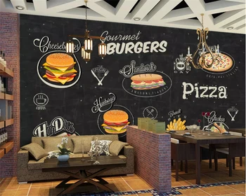 beibehang Simplu și elegant de trei-dimensional papel de parede 3d tapet pictate manual burger magazin de pizza de fundal pictura