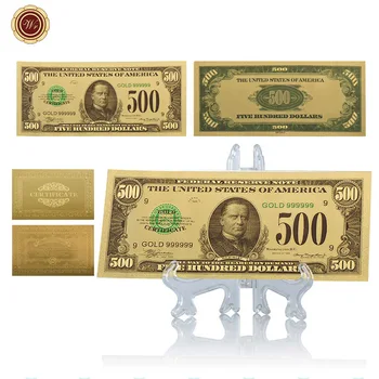 WR Fals Facturile de Bani America de 500 de Dolari Folie de Aur a Bancnotelor cu Stand statele UNITE ale americii Bani Propunerii Notă de Bancă Președinte pentru Bărbați Dropshiping