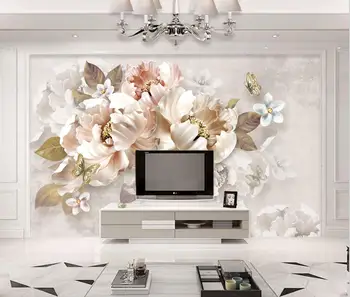 Personalizate 3D Tapet Relief Bujor Murală Retro TV de Fundal de Hârtie de Perete Tapiserie Home Decor Camera de zi Dormitor tapet 3d