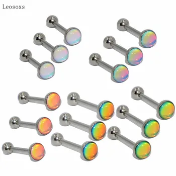 Leosoxs 3pcs de Moda din Oțel Inoxidabil Tijă Drept Multicolor Uleiul se Scurge Limba Piercing Exterior Dinți Limba Unghii