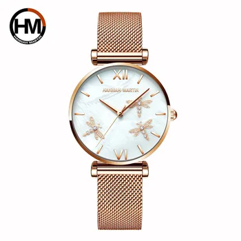Femei Ceasuri Celebru Brand De Lux Din Oțel Inoxidabil Elegant Libelula Femei Cuarț Ceasuri De Moda Reloj Mujer Doamnelor Rochie De Ceas