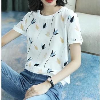 Femei T Shirt 2022 Moda de Vara Topuri Largi Maneca Scurta Doamnelor Alb de Imprimare de Bază 4XL Temperament Moda Stil Occidental Subțire