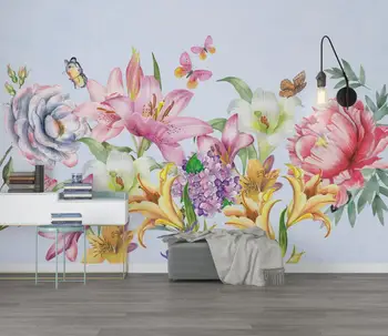 Foto personalizat tapet mural Nordic minimalist modern de mână-pictat flori fluture dormitor TV de fundal pictura