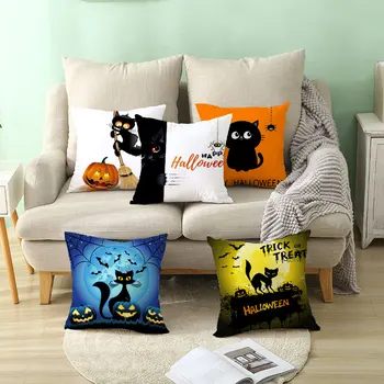 Halloween Pernele De Acoperire Dovleac De Halloween Pisica Imprimarea Față De Pernă Decorative De Halloween Pisica Neagra Arunca Față De Pernă Față De Pernă