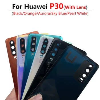 Sticla din spate Pentru Huawei P30 Capac Baterie Spate Panou Ușă Locuințe Caz Adeziv cu Cadru aparat de Fotografiat și Lentile de Piese de schimb