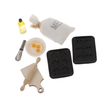 8pcs/set 1:12 Păpuși DIY Hut Casa Papusa Mini Alimente Accesorii Model de Făină Și sucitor Telul Jucărie de Păpuși Miniaturi