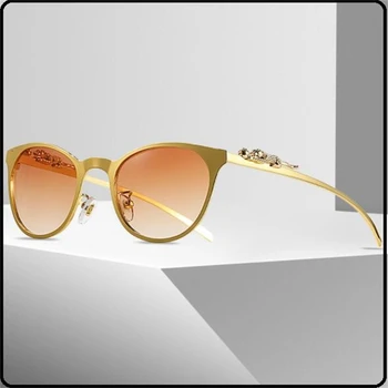 Metal ochelari de soare ochi de pisica femeie de Moda optice oglindă plană brand de Lux ochelari uv400