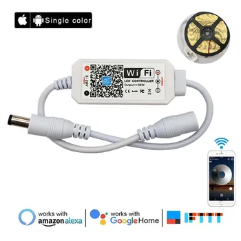 WiFi Controler Singură Culoare LED Strip Lumini LED-uri Controler Android iOS Google Asistent Alexa Lucrează pentru 5050 3528 Lumina