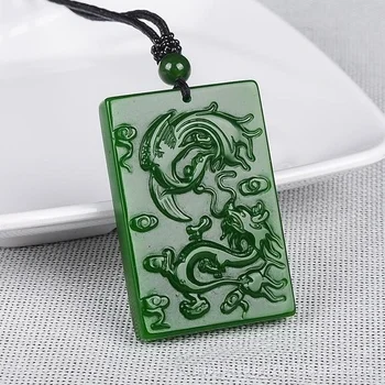 Verde Natural, sculptat manual Dragon și Phoenix Jad Pandantiv Moda de tip Boutique de Bijuterii Bărbați și Femei Colier Accesorii Cadou