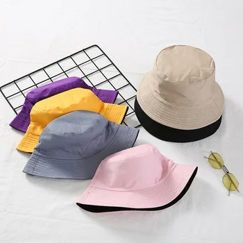 Față-verso Poartă Șapcă de Culoare Solidă Găleată Pălărie Bărbați Femei Bumbac Plat Palarie de Soare Reversibile Pescar Pălărie de Iarnă Caldă Găleată cu Capac