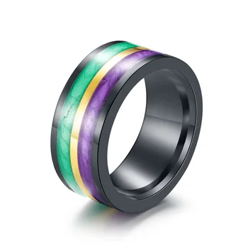 Noi 10mm Email Două-ton Inel de Oțel Titan Ring Bijuterii pentru Femei