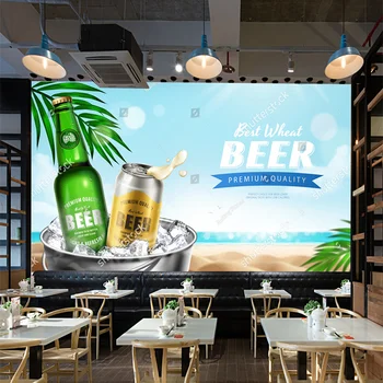 Tapet personalizat 3D Bere Rece Vara Plaja Industriale Decor Mural Bar, KTV Hotel de Fundal de Perete Papel De Parede 3d