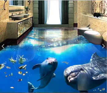 3d parchet personalizat impermeabil Auto-adeziv de tapet vinil Frumoase sea world dolphin dormitor fotografie tapet pentru pereți 3 d