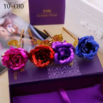 YO CHO Acasă Decor Nunta cu Flori Placat cu Aur Rose Flori Artificiale Ziua Mamei, Ziua Îndrăgostiților Prietena Partid Cadou
