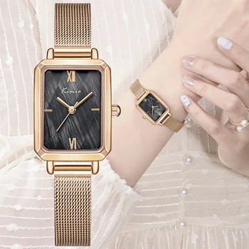 Kimio Femei Brand Ceas Retro de sex Feminin de Simplu de Lux Pătrat Mic Ceasuri Doamnelor din Oțel Inoxidabil Brățară ceas de mână 2021 Noi