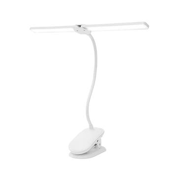 LED Clemă Dublu Cap Lampă de Birou Flexibil Gooseneck Touch Dimmer Lampă de Masă de Încărcare USB Clip Pe Lampa Pentru Birou