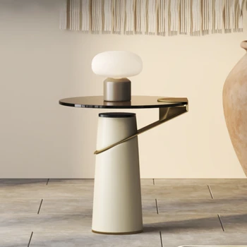 Italian de lux lumina de sticlă canapea colt living modern minimalist, designer de creatie rotund noptieră mobilier