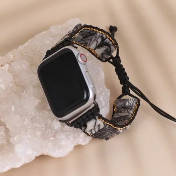 Bohemia Piatra Naturala pentru Apple Watchbands Curea 38mm/42mm Țesute Manual de Vindecare cu Margele Bratara Smartwatch pentru Iwatch Serie