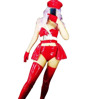 Red Fashion Bikini Pantaloni Scurți, Costume De Cizme Sexy Femei Costum De Scena Rave Festival Purta Travestit În Haine Club Haine