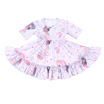 Copii de înaltă calitate de îmbrăcăminte rochie de design rochii fete pentru copii de tip boutique învârti rochie cu maneci scurte milksilk de primăvară/vară