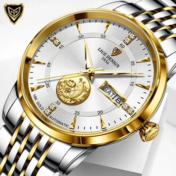 LIGE 2021Men Ceas Mecanic de Brand de Top de Lux Automatic Watch Sport din Oțel Inoxidabil Impermeabil Ceas Barbati relogio masculino+cutie