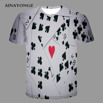 Vara Casual Barbati Tricou Maneca Scurta Top Teuri de Divertisment Poker 3D de Imprimare Tricou Tineret Populare O-gât Supradimensionate T-shirt